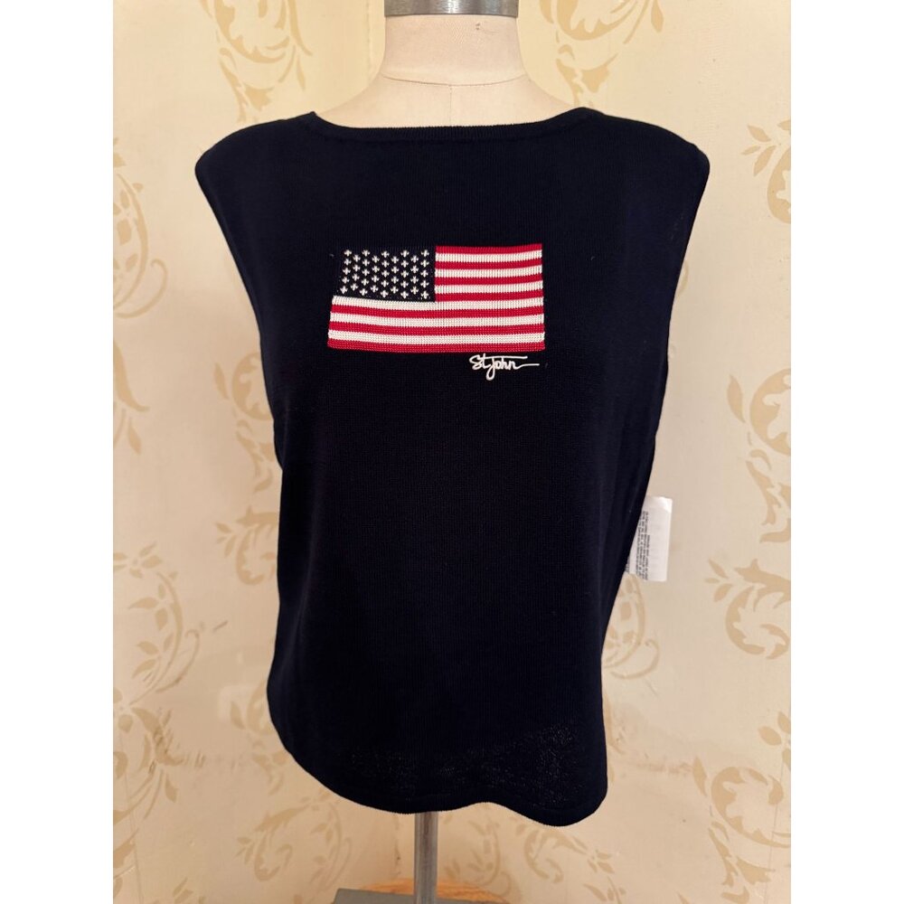 NWT!  New!  Ladies XL St. John Sport US Flag Blue Sweater Tank